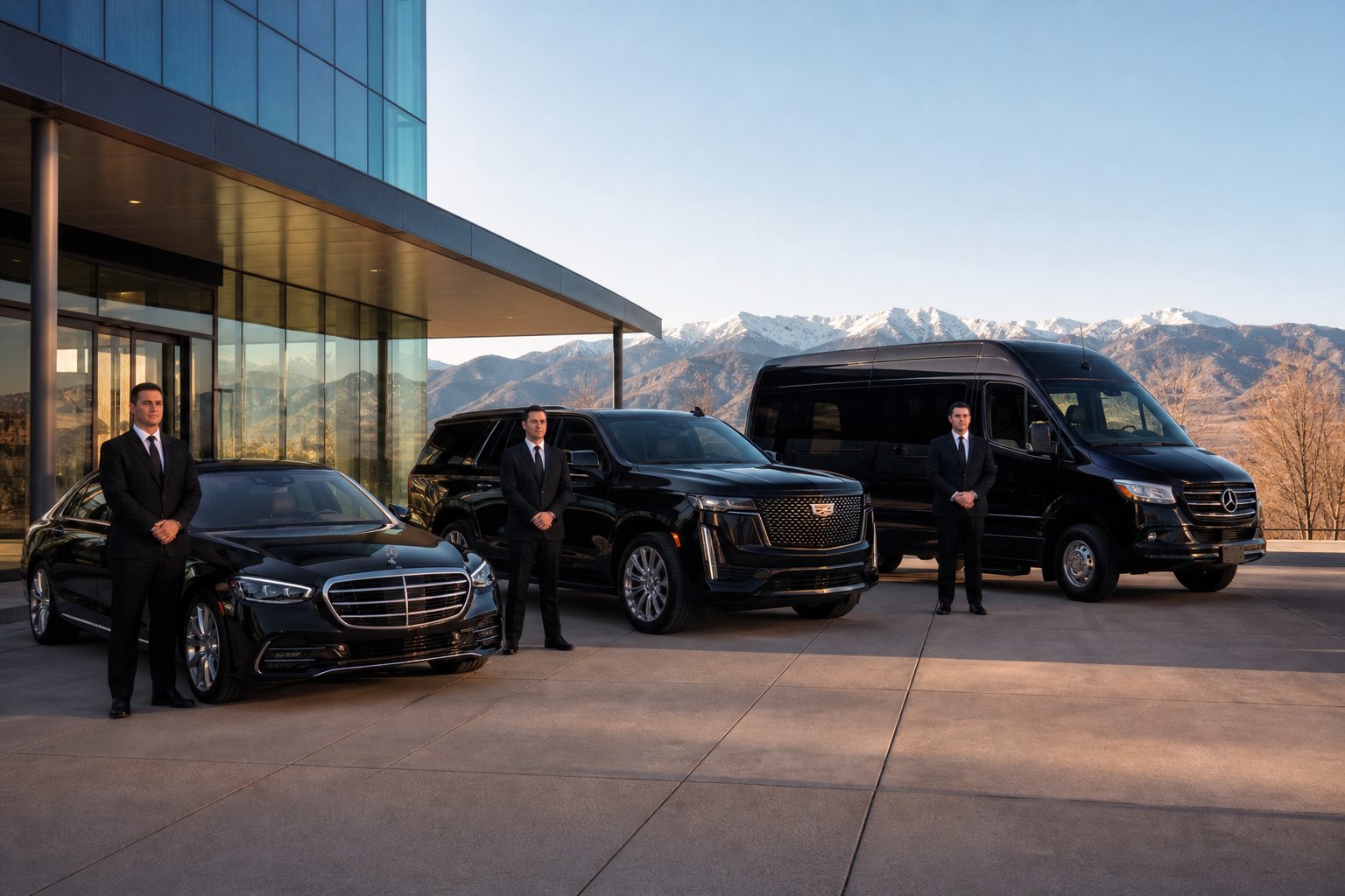 Professional corporate transportation fleet with chauffeurs