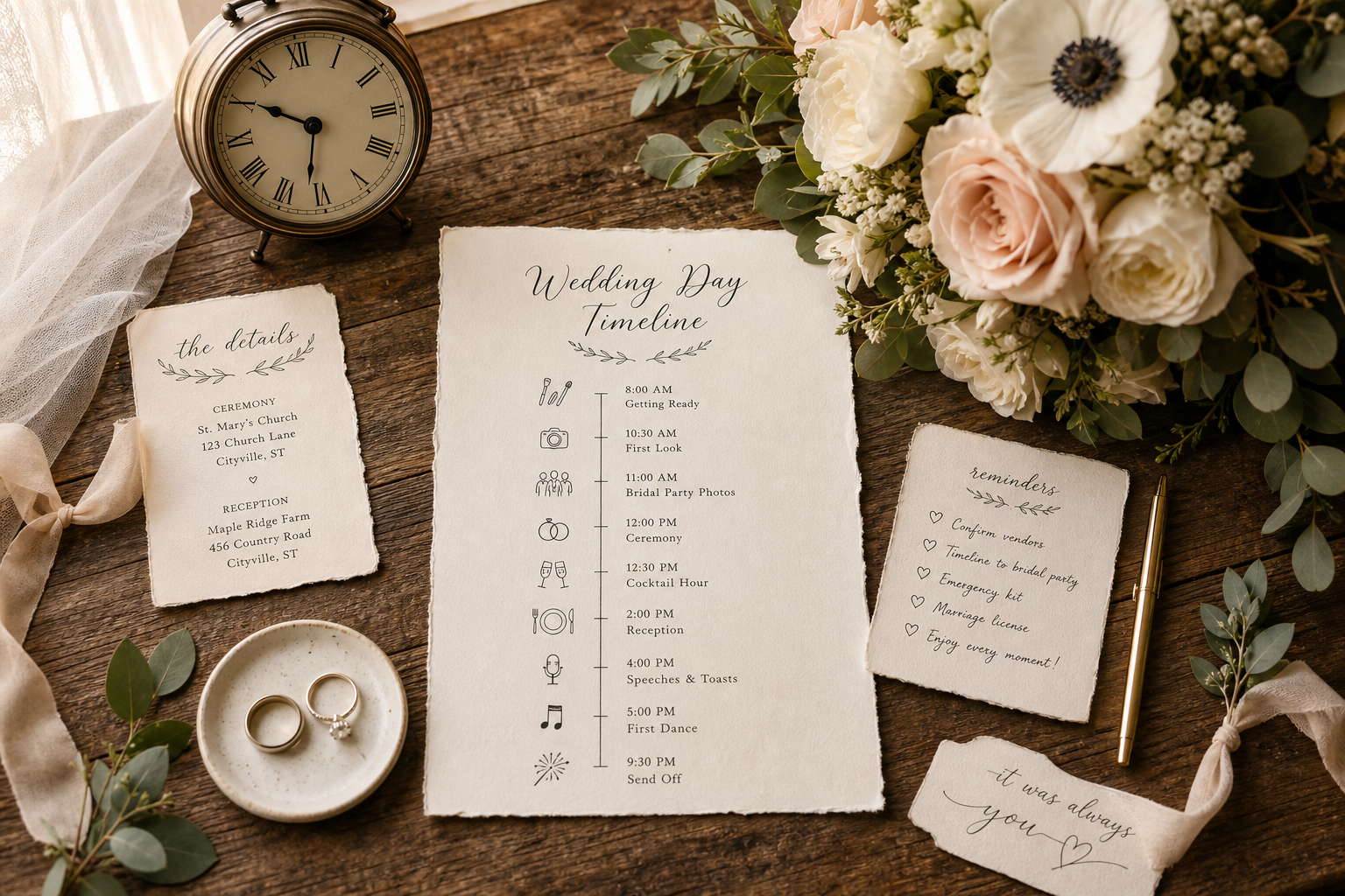 How to Create a Wedding Day Timeline That Actually Works